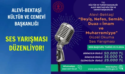 Alevi-Bektaşi Deyiş, Nefes, Semah, Duaz-ı İmam ve Muharremiyye Güzel Okuma Ses Yarışması düzenleniyor